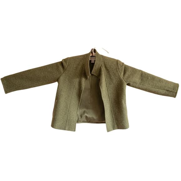 Doncaster Sz 10 Wool Jacket Cardigan Blazer Seamed Warm Felted Sage Green Lined - Picture 1 of 6